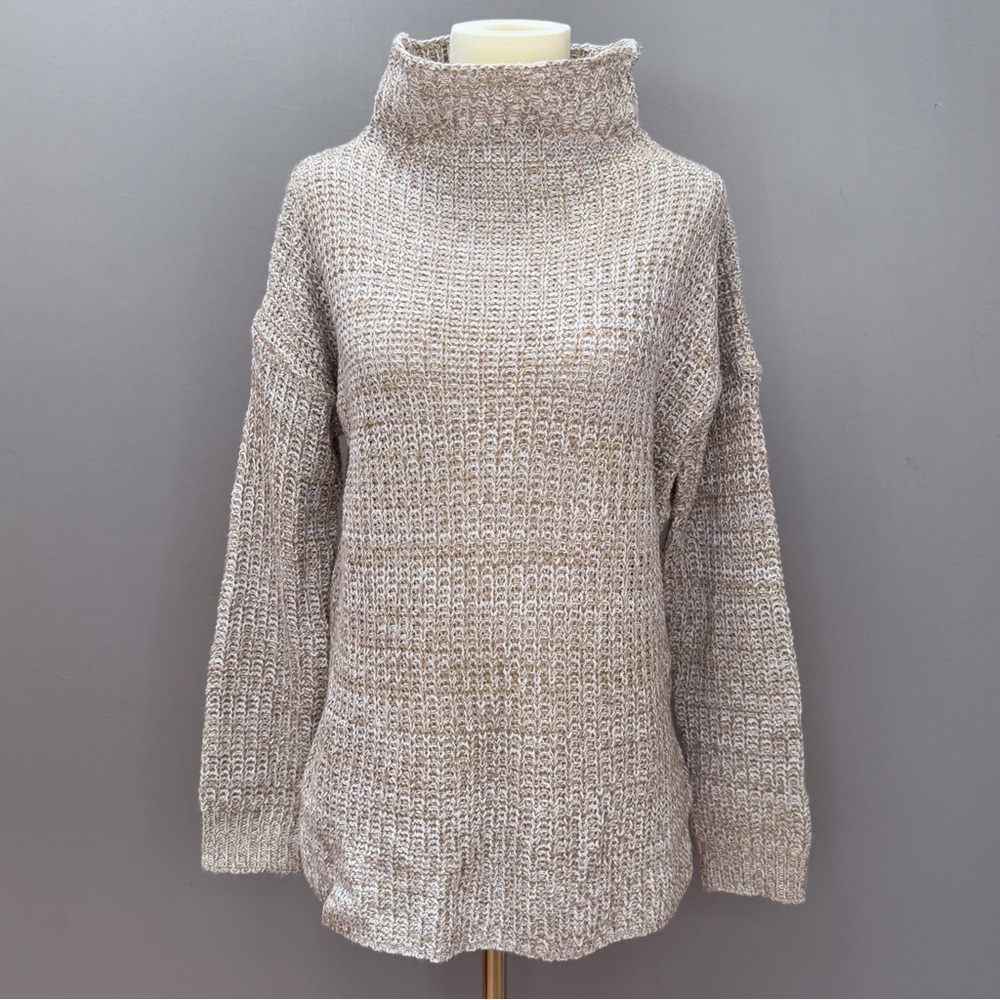 PINQUE Heathered tan mock turtleneck sweater, S.